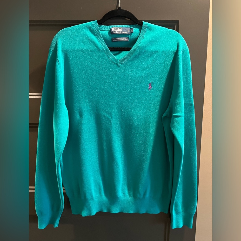 Polo by Ralph Lauren Teal V-Neck Sweater